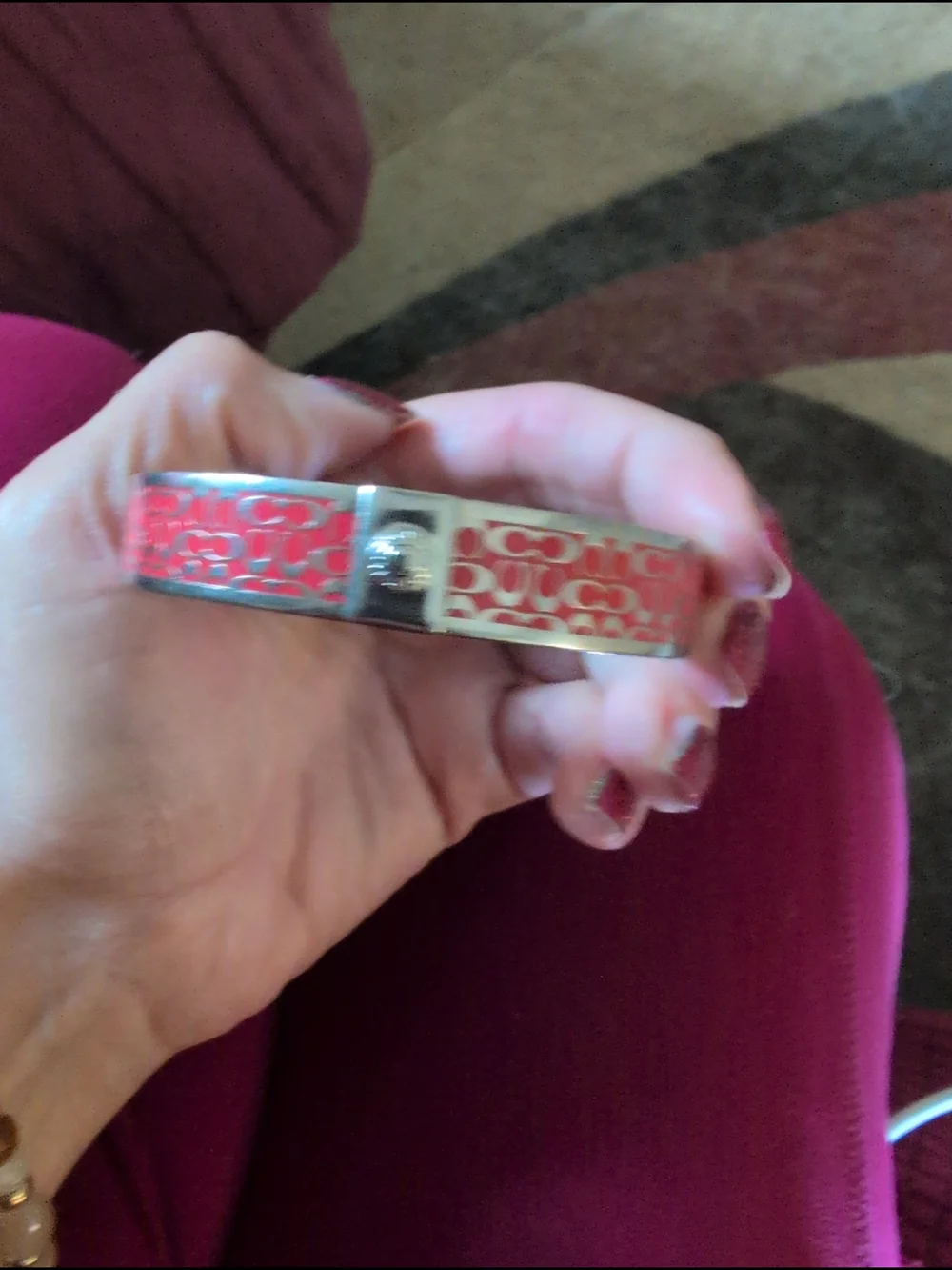 Coach Pink Signature Logo Bangle Bracelet